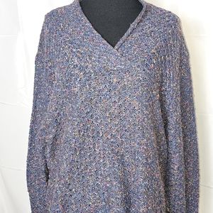 Coldwater Creek XL Cotton Blend VNeck‎ Muticolored Purple Sweater